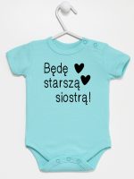 będę starszą siostrą body z krótkim rękawem kolor miętowy 083