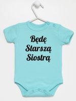 będę starszą siostrą body z krótkim rękawem kolor miętowy 171