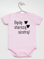 będę starszą siostrą body z krótkim rękawem kolor różowy 083