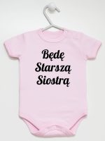 będę starszą siostrą body z krótkim rękawem kolor różowy 171