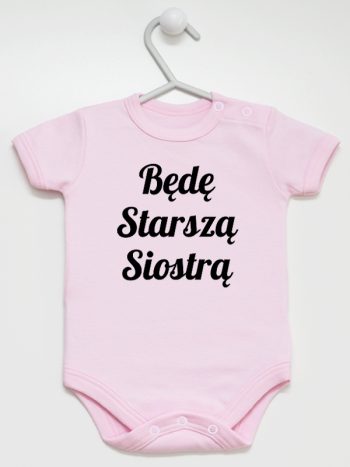 będę starszą siostrą body z krótkim rękawem kolor różowy 171