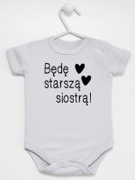 będę starszą siostrą body z krótkim rękawem kolor szary 083