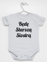 będę starszą siostrą body z krótkim rękawem kolor szary 171
