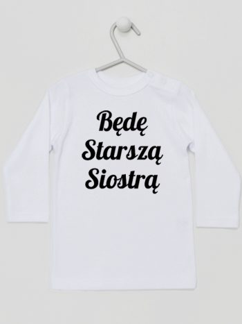 będę starszą siostrą koszulka z długim rękawem kolor biały 171