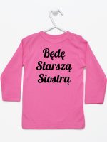 będę starszą siostrą koszulka z długim rękawem kolor ciemny różowy 171