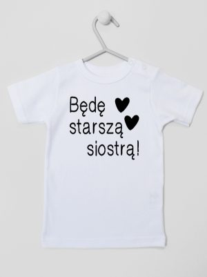 będę starszą siostrą koszulka z krótkim rękawem kolor biały 083