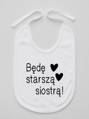 będę starszą siostrą śliniak niemowlęcy kolor biały 083