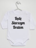 będę starszym bratem body z długim rękawem kolor biały 170