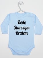 będę starszym bratem body z długim rękawem kolor błękitny 170