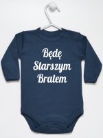 będę starszym bratem body z długim rękawem kolor granatowy 170
