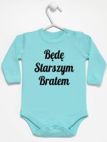 będę starszym bratem body z długim rękawem kolor miętowy 170