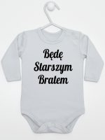 będę starszym bratem body z długim rękawem kolor szary 170