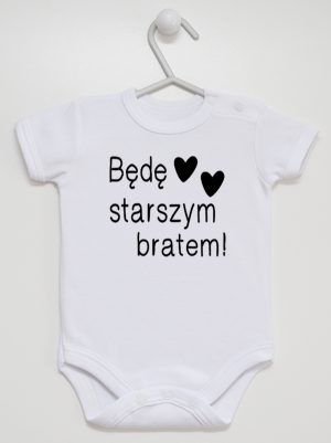 będę starszym bratem body z krótkim rękawem kolor biały 085