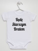 będę starszym bratem body z krótkim rękawem kolor biały 170