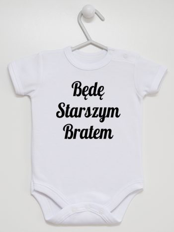 będę starszym bratem body z krótkim rękawem kolor biały 170