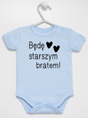 będę starszym bratem body z krótkim rękawem kolor błękitny 085