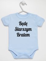będę starszym bratem body z krótkim rękawem kolor błękitny 170