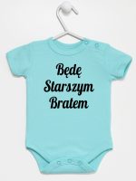 będę starszym bratem body z krótkim rękawem kolor miętowy 170
