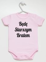 będę starszym bratem body z krótkim rękawem kolor różowy 170