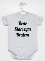 będę starszym bratem body z krótkim rękawem kolor szary 170