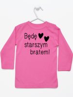 będę starszym bratem koszulka z długim rękawem kolor ciemny różowy 085