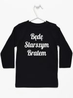 będę starszym bratem koszulka z długim rękawem kolor czarny 170