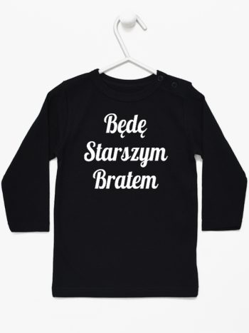 będę starszym bratem koszulka z długim rękawem kolor czarny 170