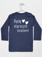 będę starszym bratem koszulka z długim rękawem kolor granatowy 085