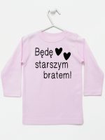 będę starszym bratem koszulka z długim rękawem kolor różowy 085