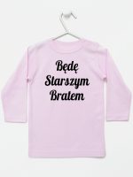 będę starszym bratem koszulka z długim rękawem kolor różowy 170