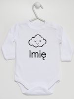 chmurka z imieniem niemowlaka body z długim rękawem kolor biały 106