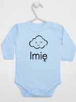 chmurka z imieniem niemowlaka body z długim rękawem kolor błękitny 106