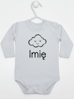 chmurka z imieniem niemowlaka body z długim rękawem kolor szary 106