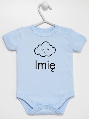 chmurka z imieniem niemowlaka body z krótkim rękawem kolor błękitny 106