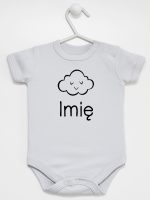 chmurka z imieniem niemowlaka body z krótkim rękawem kolor szary 106
