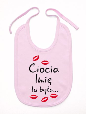 ciocia tu była z całusami śliniak niemowlęcy kolor różowy 185