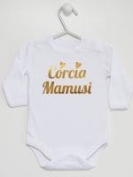 córcia mamusi nadruk złoty body z długim rękawem kolor biały 042