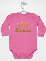 córcia mamusi nadruk złoty body z długim rękawem kolor ciemny różowy 042