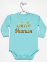 córcia mamusi nadruk złoty body z długim rękawem kolor miętowy 042
