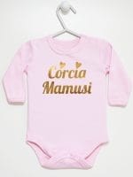 córcia mamusi nadruk złoty body z długim rękawem kolor różowy 042