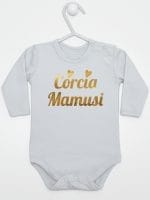 córcia mamusi nadruk złoty body z długim rękawem kolor szary 042