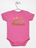 córcia mamusi nadruk złoty body z krótkim rękawem kolor ciemny rózowy 042