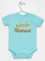 córcia mamusi nadruk złoty body z krótkim rękawem kolor miętowy 042