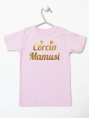 córcia mamusi nadruk złoty koszulka z krótkim rękawem kolor różowy 042