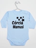 córcia mamusi z gwiazdkami body z długim rękawem kolor błękitny 072