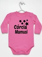 córcia mamusi z gwiazdkami body z długim rękawem kolor ciemny różowy 072
