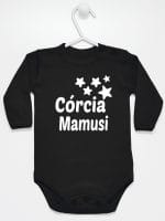 córcia mamusi z gwiazdkami body z długim rękawem kolor czarny 072