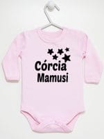 córcia mamusi z gwiazdkami body z długim rękawem kolor różowy 072