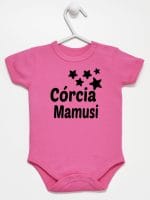 córcia mamusi z gwiazdkami body z krótkim rękawem kolor ciemny rózowy 072
