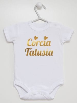 córcia tatusia nadruk złoty body z krótkim rękawem kolor biały 041